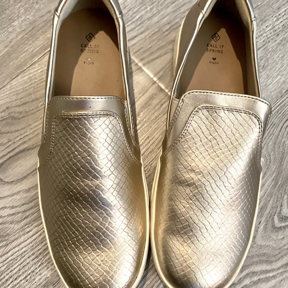 Champagne slip on shoes